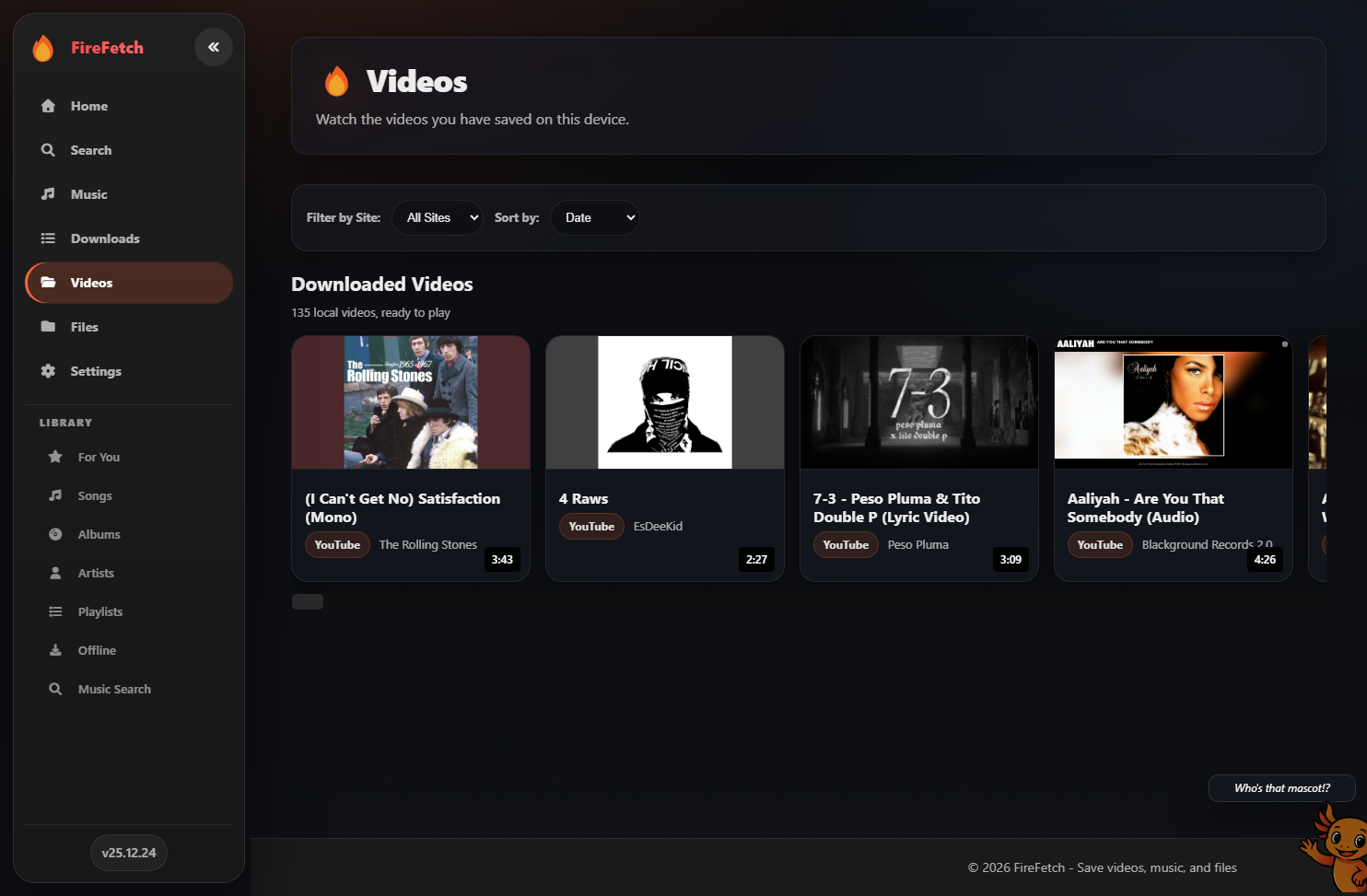 FireFetch videos library